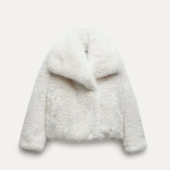 NWOT ZARA WOMAN COLLECTION WHITE FAUX FUR JACKET COAT MEDIUM BLODDERS FAV 💕 - Picture 13 of 13
